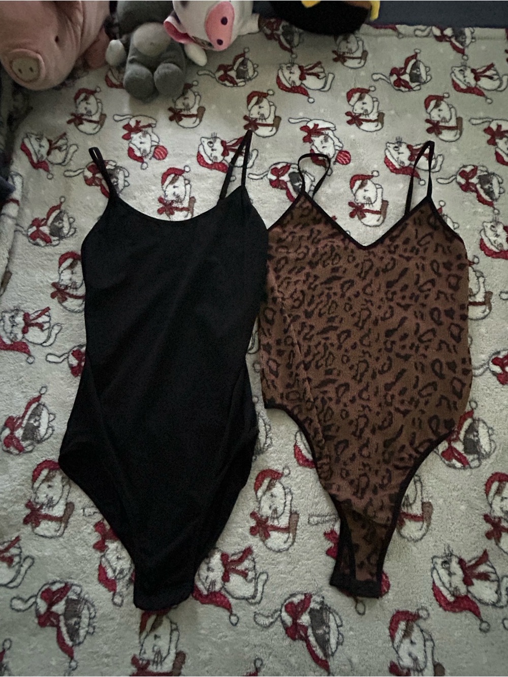 2x ) AUDEN One-Piece Bodysuits - Black & Brown Leopard Bundle